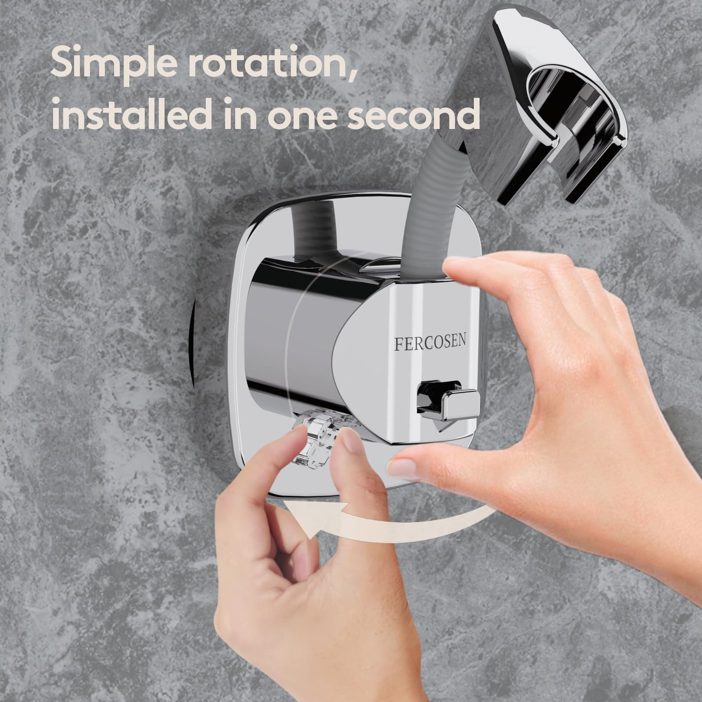 FERCOSEN 360° Swivel Shower Head Holder with Suction Cup | 10kg Load Capacity, Tool-Free Installation in Seconds | Removable and Rust-Resistant Shower Bracket