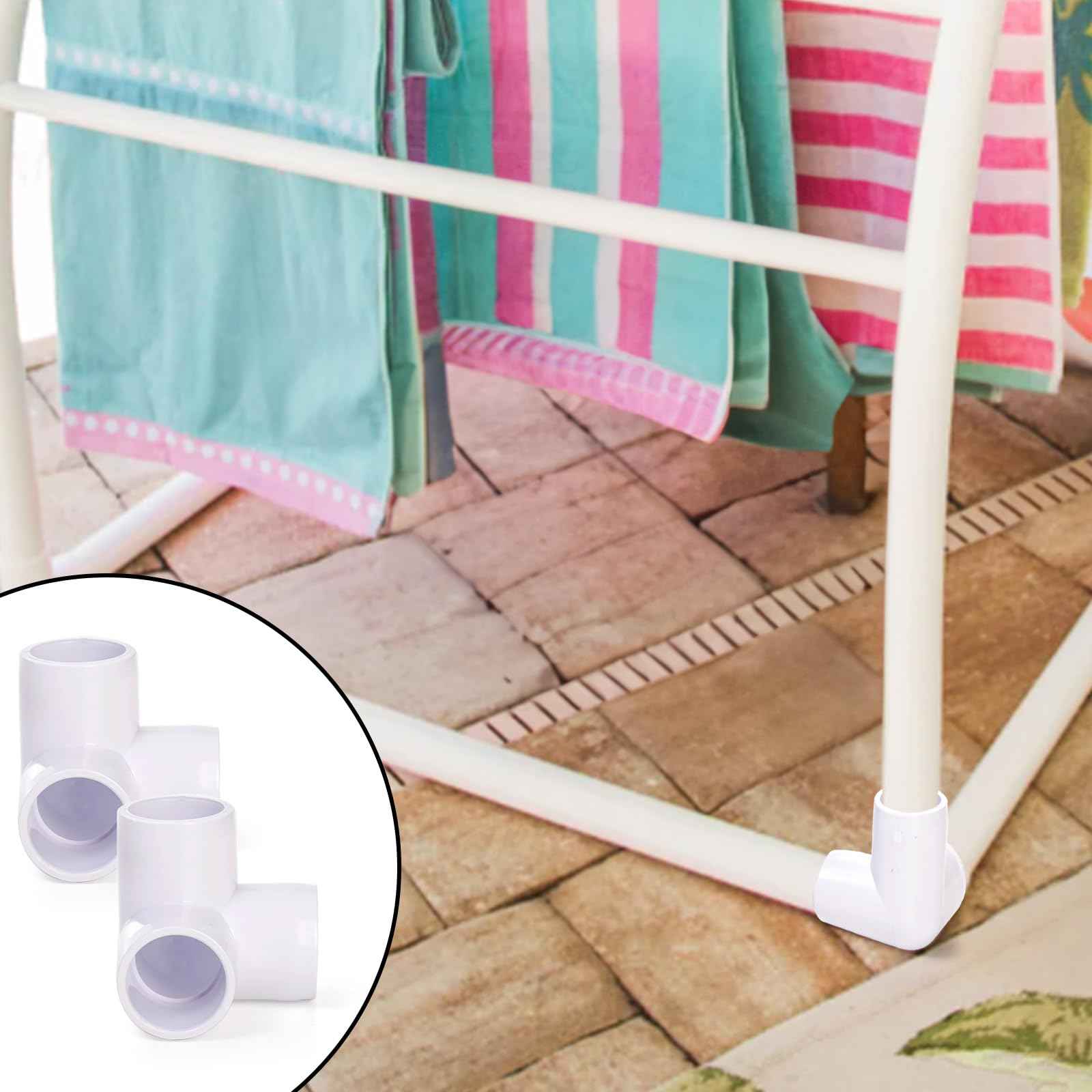 Covzoe 32 Pack 1/2 Inch 3 Way PVC Pipe Fittings, Furniture Grade Elbow Pipe Connectors, Heavy Duty DIY Shelf Garden Support Structure Storage Frame for Building, Greenhouse Shed Pipe, White