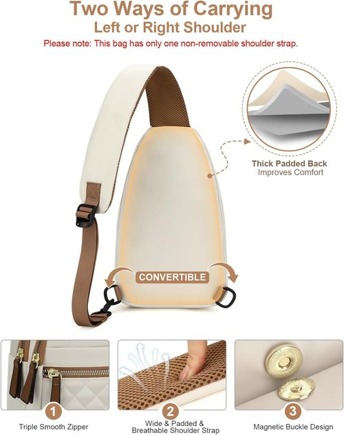 Capolo Sling Bag - Waterproof Crossbody for Men & Women | Trendy Casual Fanny Pack in Beige, Medium