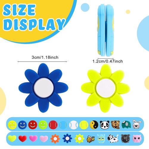 Chalyna 25 Pieces Tennis Racket Vibration Dampeners Silicone Cartoon Vibration Dampeners for Tennis Racket Racquetball (Cute)