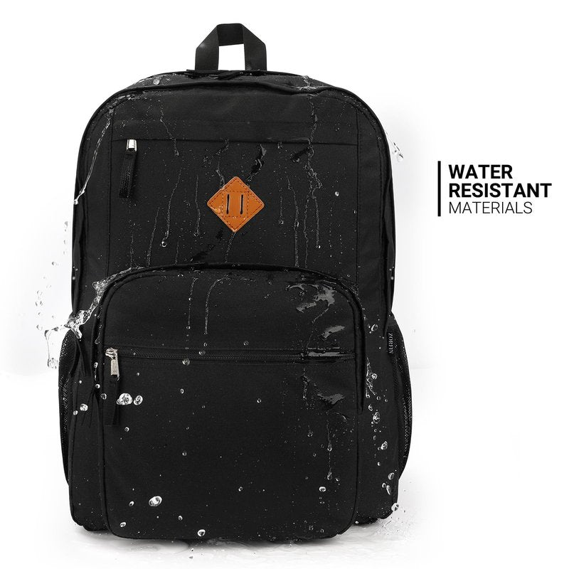 ZORFIN 36L Black Backpack for College, and Travel: Water Resistant Bookbag