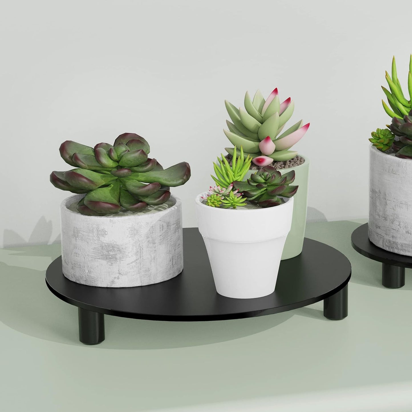 SVENJBB Black Round Pedestal Riser Board - 7 Inch 2-Pack | Decorative Acrylic Display Stand for Home & Kitchen
