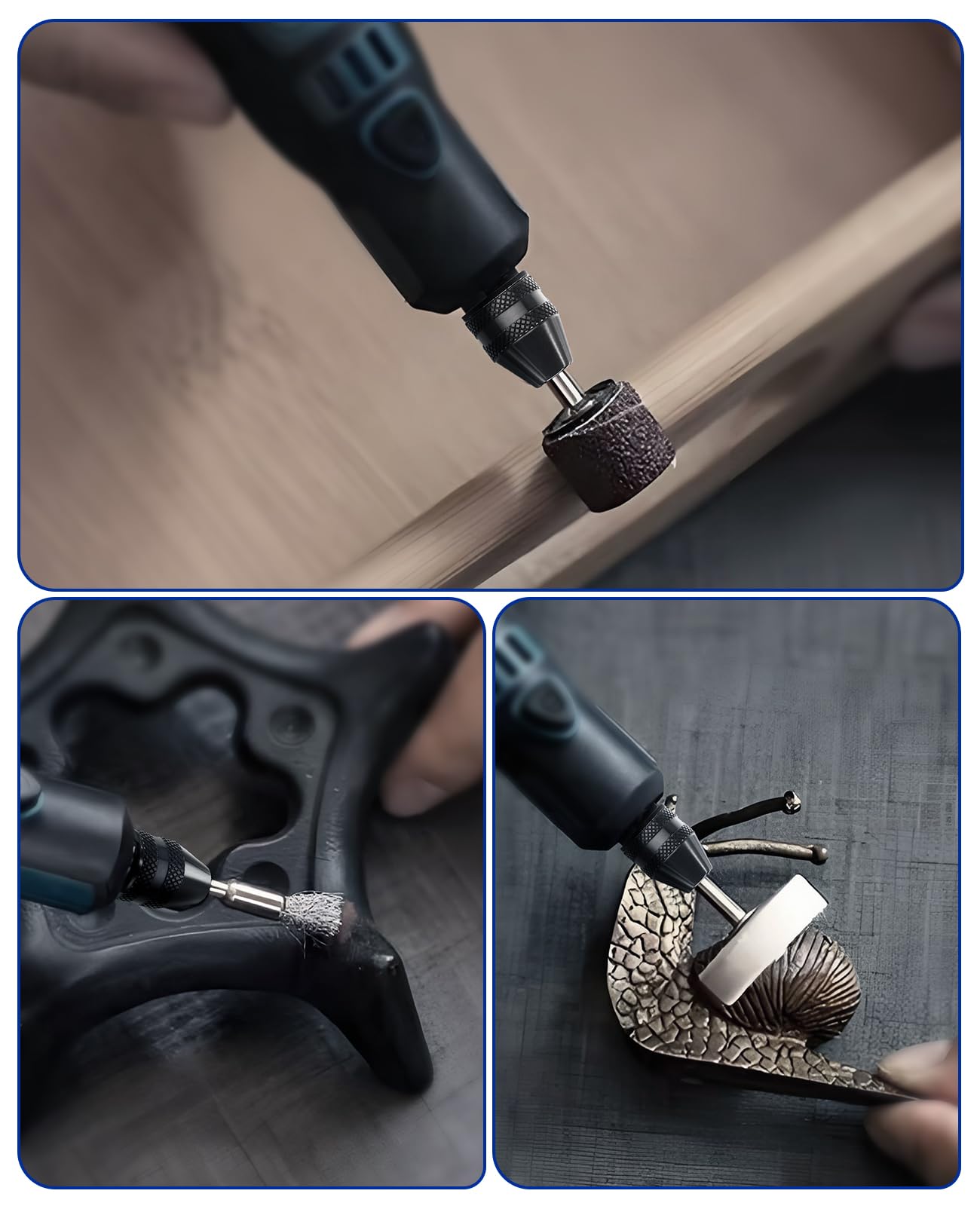 LuMuank 15Pcs Chuck Collet Set for Dremel Tool Accessories, 1/32” (0.8mm) to 1/8” (3.2mm) Shank Replacement 4486 Rotary Tool Keyless Quick Change Chuck Bit with Replacement 4485 Brass Collet Metal Nut