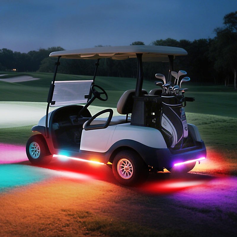 AIPSET Golf Cart LED Light Strip, LED Lights Underbody Underglow Kit, Neon Strips Lighting, Universal Compatible with EZGO Club Car Yamaha, 12V - 80V Input, Muti-Color, Music Sync & Waterproof, 4PCS