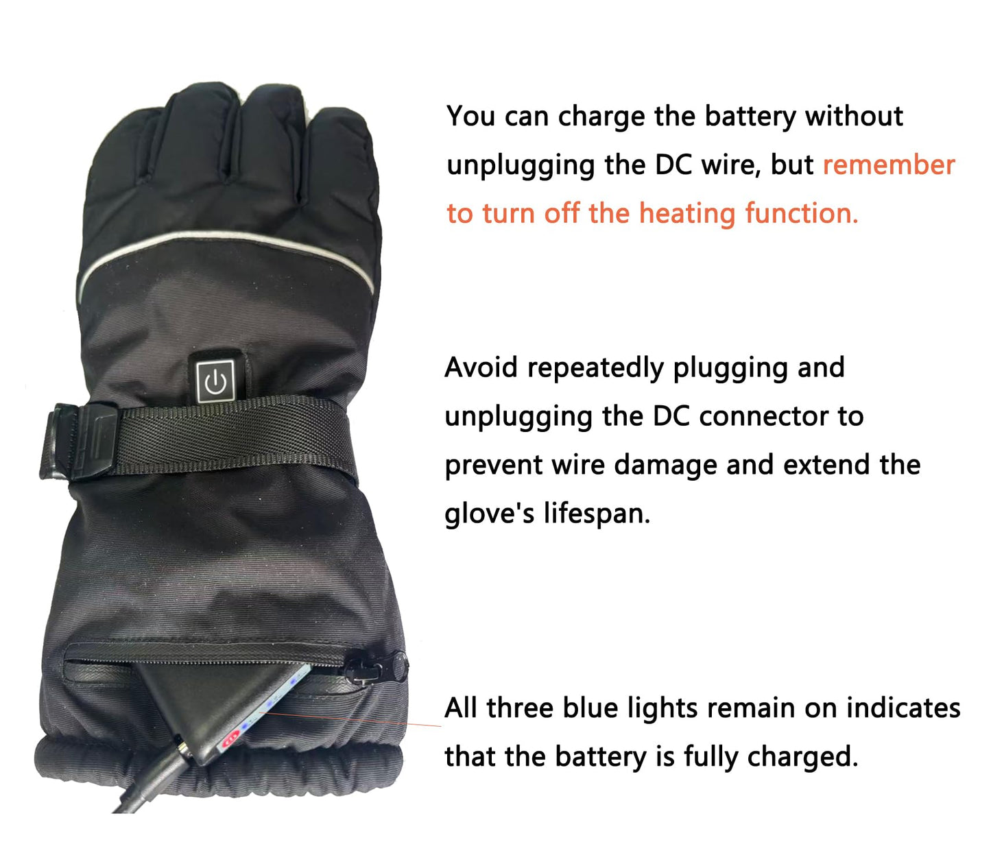 Popdan 5V 5000mAh Rechargeable Heated Gloves for Men Women Electric Heating Glove PU Waterproof & Touchscreen Ideal for Winter Outdoor Motorcycling, Skiing, Snowboarding, Fishing, Biking (Large)