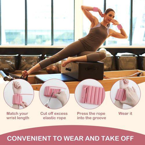 Mowdug Pilates Wrist Ankle Weights for Women, Adjustable Magnetic Buckle Silicone Weighted Bracelet Wearable Arm & Leg Weights Set for Home Gym, Walking, Yoga, Swimming, Cardio Set of 2 (1Lb Each)