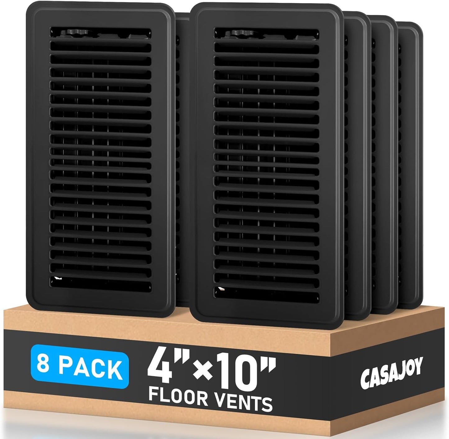 Heavy Duty 4x10 Inch Metal Floor Vents - 6 Pack Rust Proof Air Vent Covers for Home