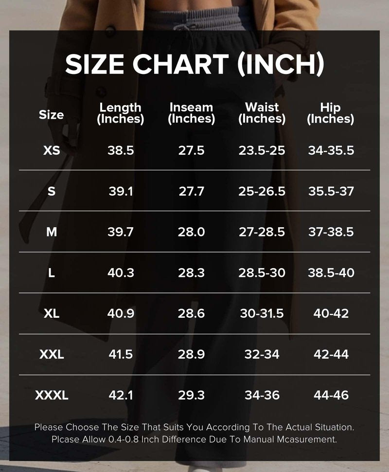 BRXL Thick Cotton Wide Leg Sweatpants for Tall Women 4 Pockets Winter Thermal Warm Baggy Pull On High Waisted Sweat Pants Black