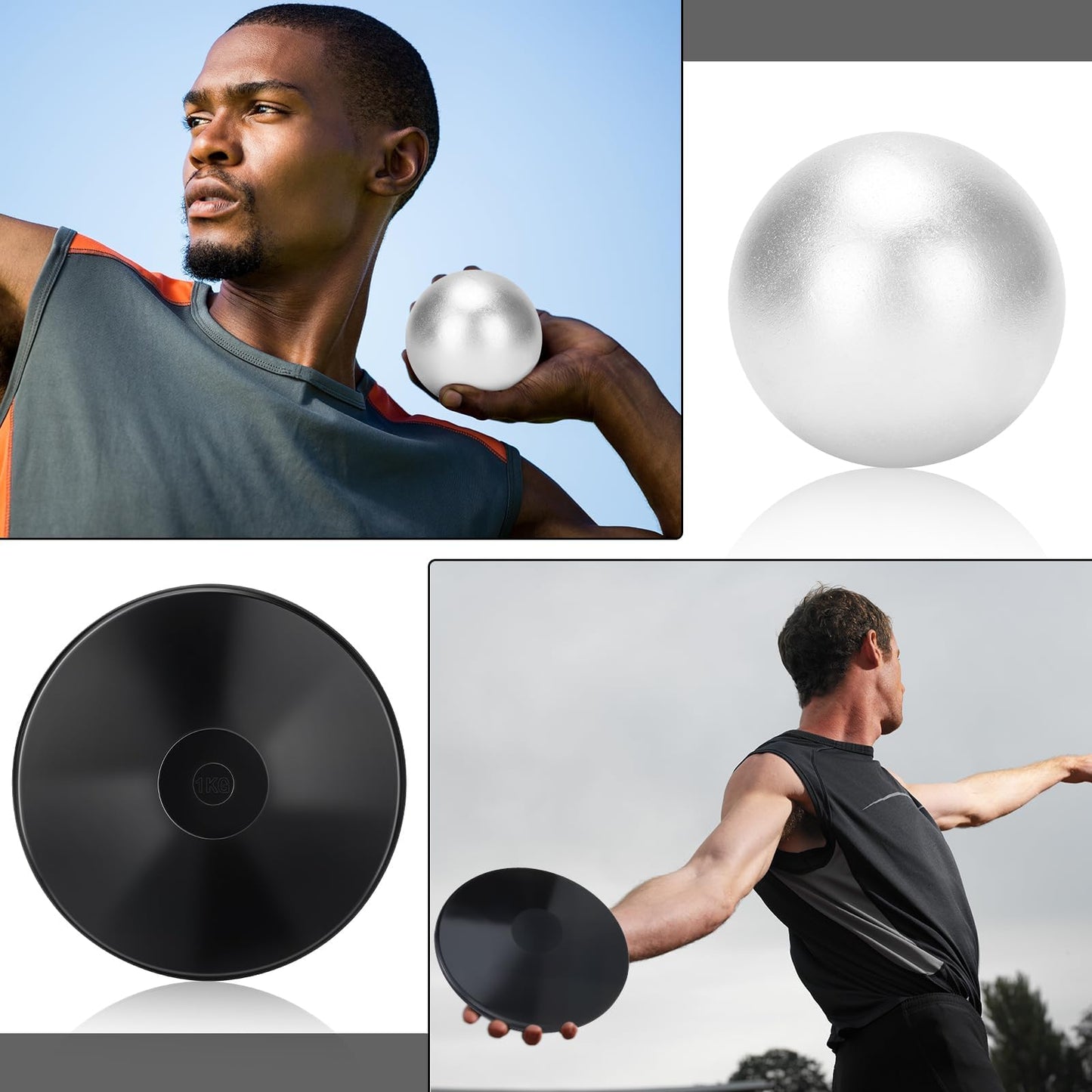 Zealor 2pcs Iron Shot Put Set 1kg Shot Put Rubber Discus Black Shot Put 8lbs Shot Put Ball Track and Field Equipment for Outdoor Practice Throwing