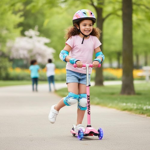 ENHERWE Girls Kids Protective Gear Set for Skateboard,Cycling Bike Roller Skates,Inline Skating,Scooter,Include Kids Knee Pads and Wrist Guards and Elbow Pads Set for 6-12 Years