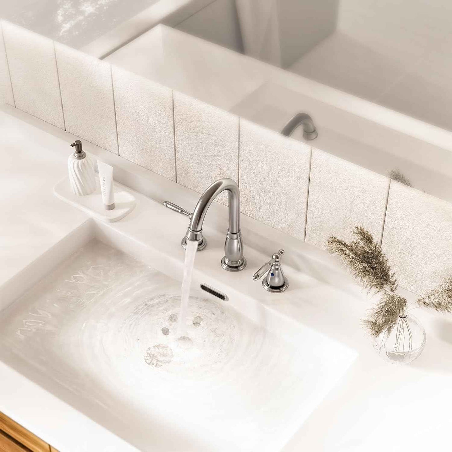 Oil Rubbed Bronze Widespread Bathroom Faucet Set with Valve & Drain - Phiestina WF017-4-ORB
