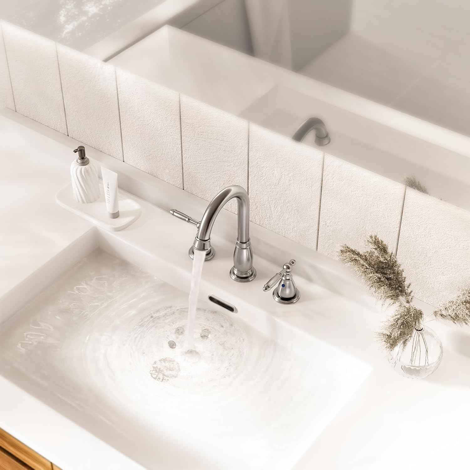 Oil Rubbed Bronze Widespread Bathroom Faucet Set with Valve & Drain - Phiestina WF017-4-ORB