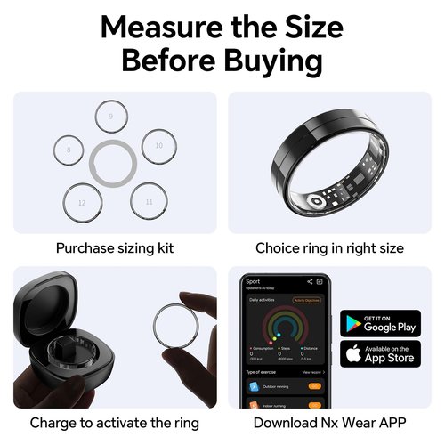 2025 Gesture Control Smart Ring for Men & Women, Free Subscription New Ultra-Thin Fitness Tracker, 24/7 Tracking of Activity Health, Sleep, Body Temperature, Android and iOS (Gold Size 11)