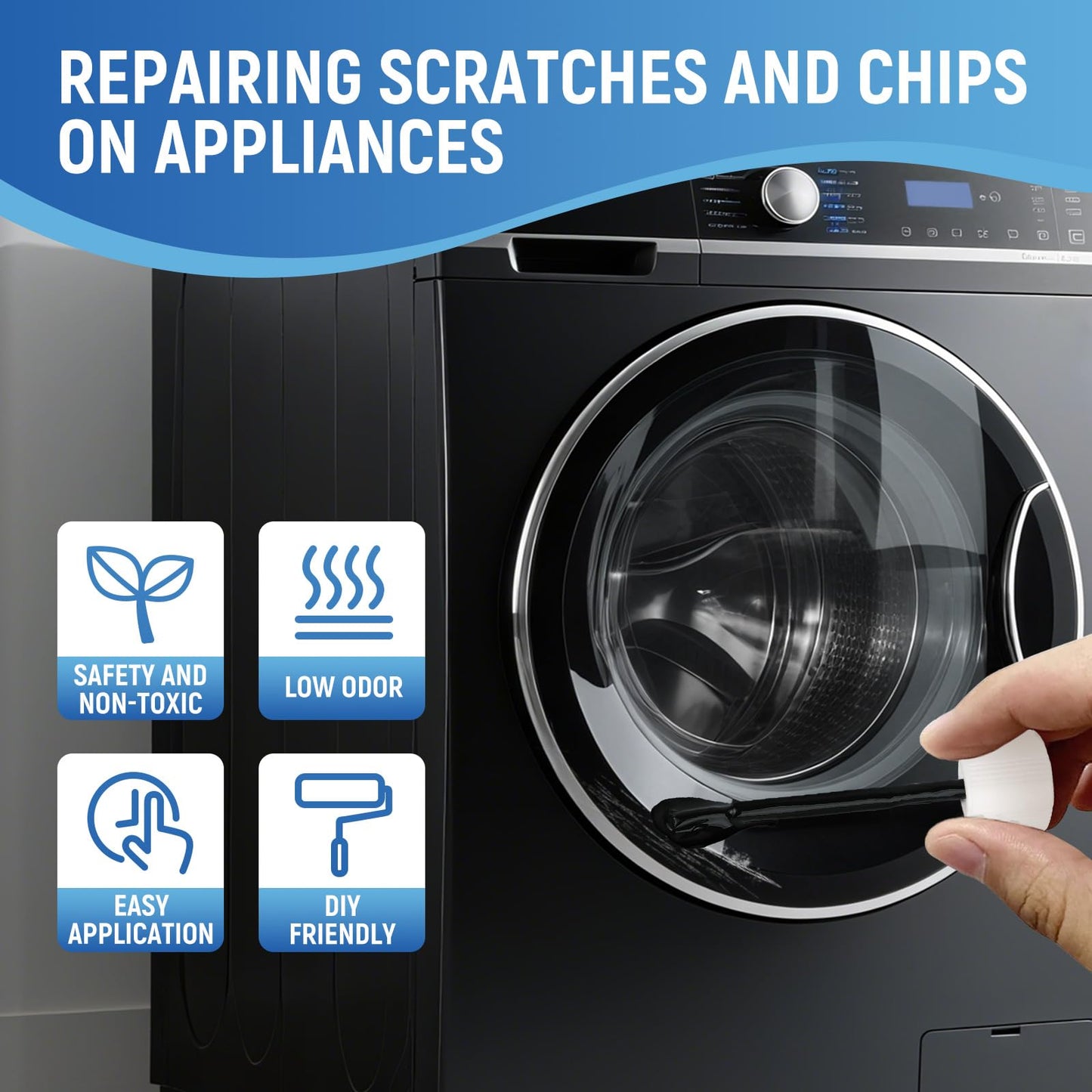 Appliance Paint Black Appliance Touch Up Paint Enamel High-Gloss Black Touch Up Paint Pen Scratch Repair for Appliances Refrigerators Metal Surfaces Dishwasher Dryer Microwave Washers 1.5oz