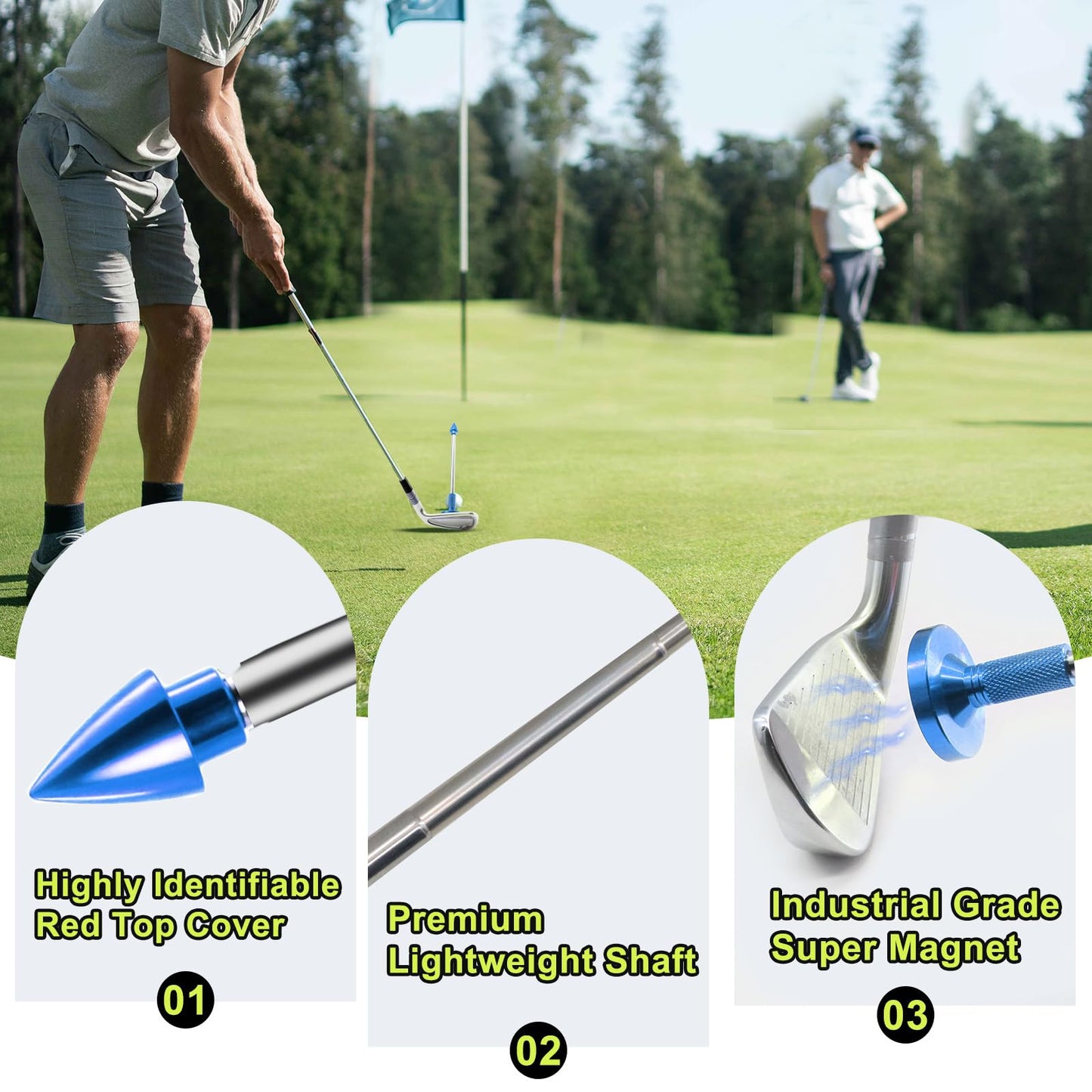 THE GOLFER STORE Golf Alignment Rods, Golf Club Alignment Stick Corrector Magnetic Golf Swing Trainer Aid Help Visualize and Align Your Golf Shot Length Adjustments