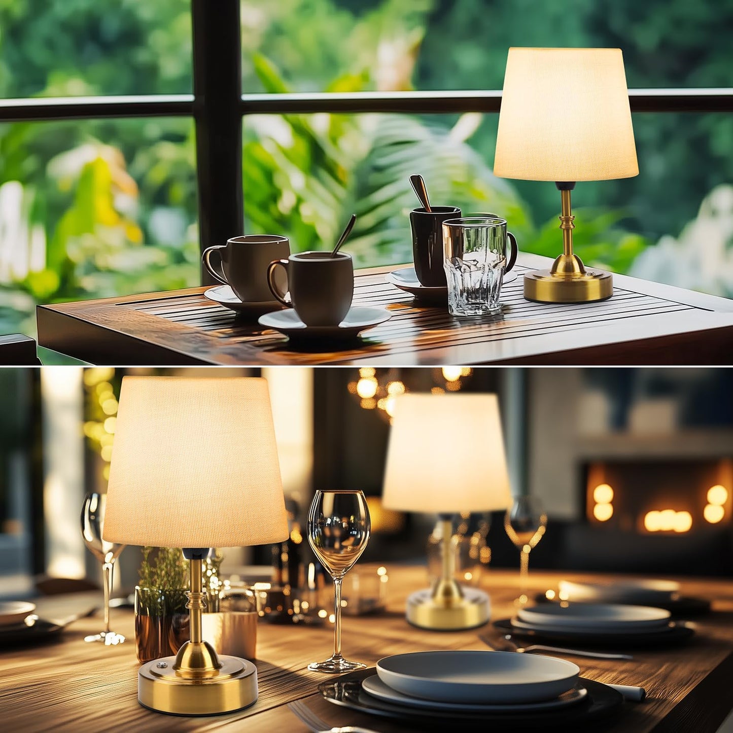 Rechargeable Cordless Touch Table Lamp - 5000mAh Battery, 3-Level Dimmable, Portable Brass Night Light for Home & Patio