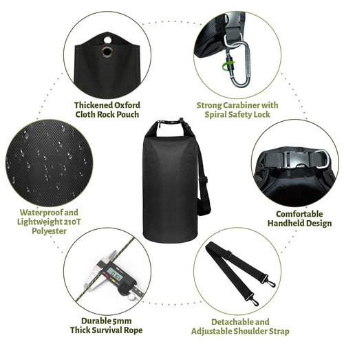 keepxaus Bear Bag Hanging Kit, 10L Waterproof Bear Bags for Food Backpacking Camping, Ultralight Bear Proof Canister Gear for Food Storage with Survival Nylon Ropes, Clips, Rock Pouch, Pulley System