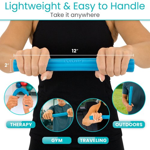 Vive Flex Therapy Bars (3 Pack) - Twist Resistance Hand Grip Strength Trainer for Injury Recovery, Tennis Elbow, Golfers, Tendonitis Pain - Weighted Strengthening Multi Pack