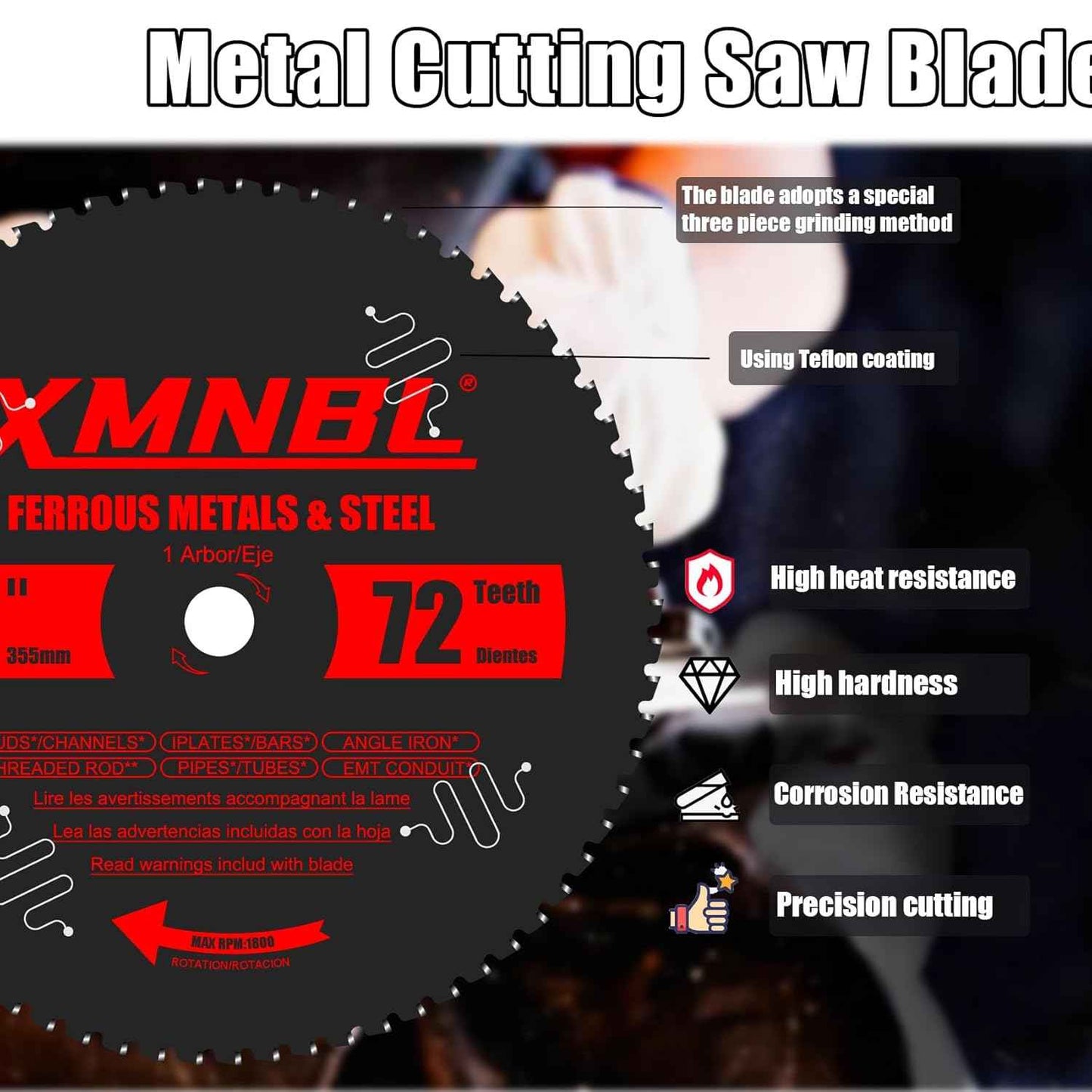 14-Inch Steel Cutting Saw Blade - 72T Carbide Replacement for Diablo D1472CF & Evolution Chop Saws