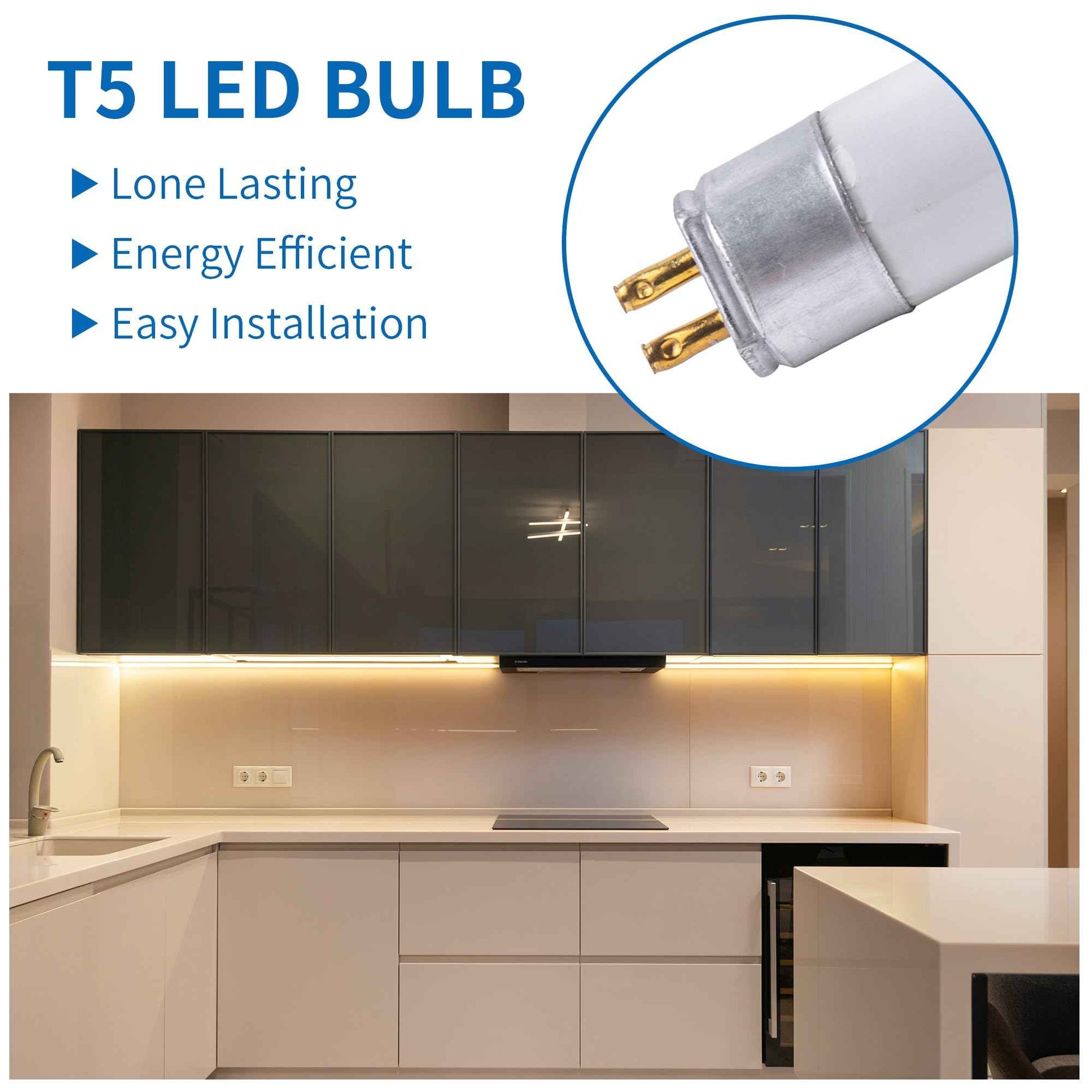 Wesome Lighting 12 inch F8T5 and 21 inch F13T5 Warm White Set LED Replacement Bulbs, 3000K, Replace Fluorescent Bulb with LED, Replacement Tube for Counter and Cabinet Fixture