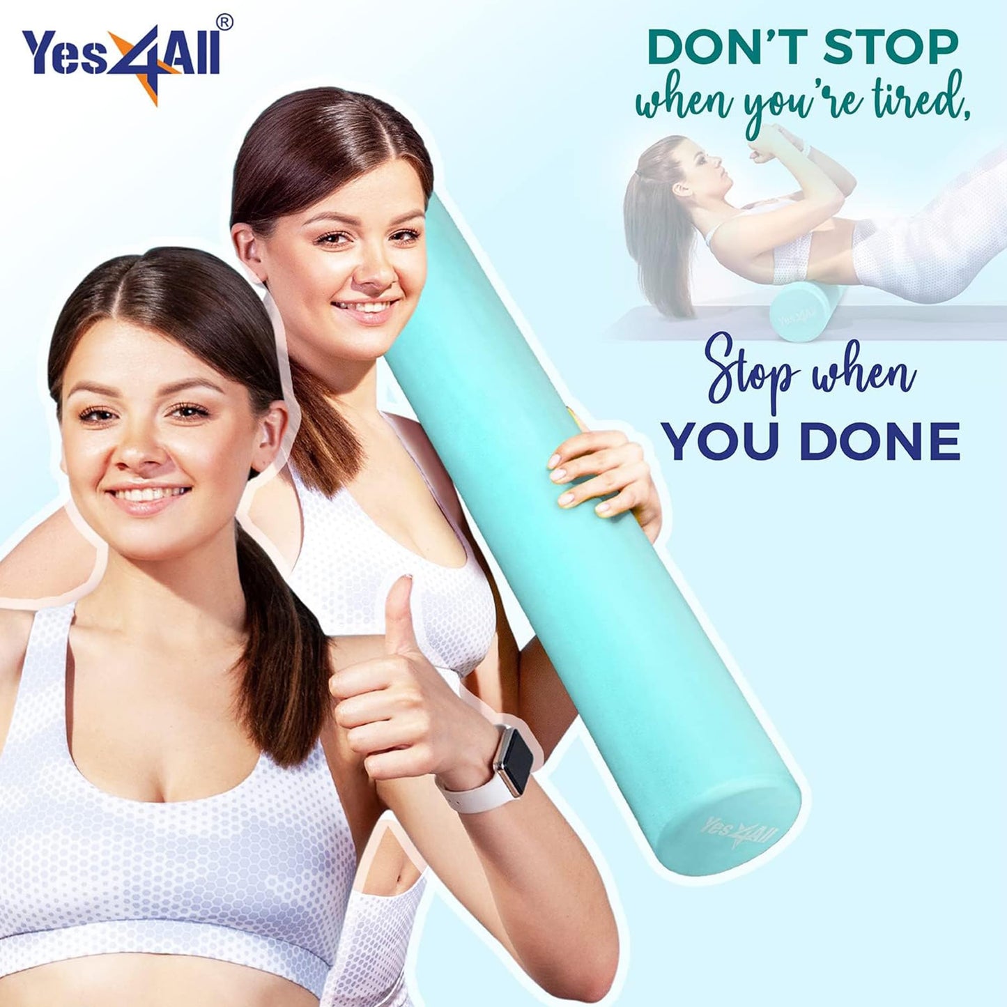 Yes4All EVA Firm Foam Roller for Back - Round Roller for Exercise, Yoga & Pilates 12/18/24/36 inch