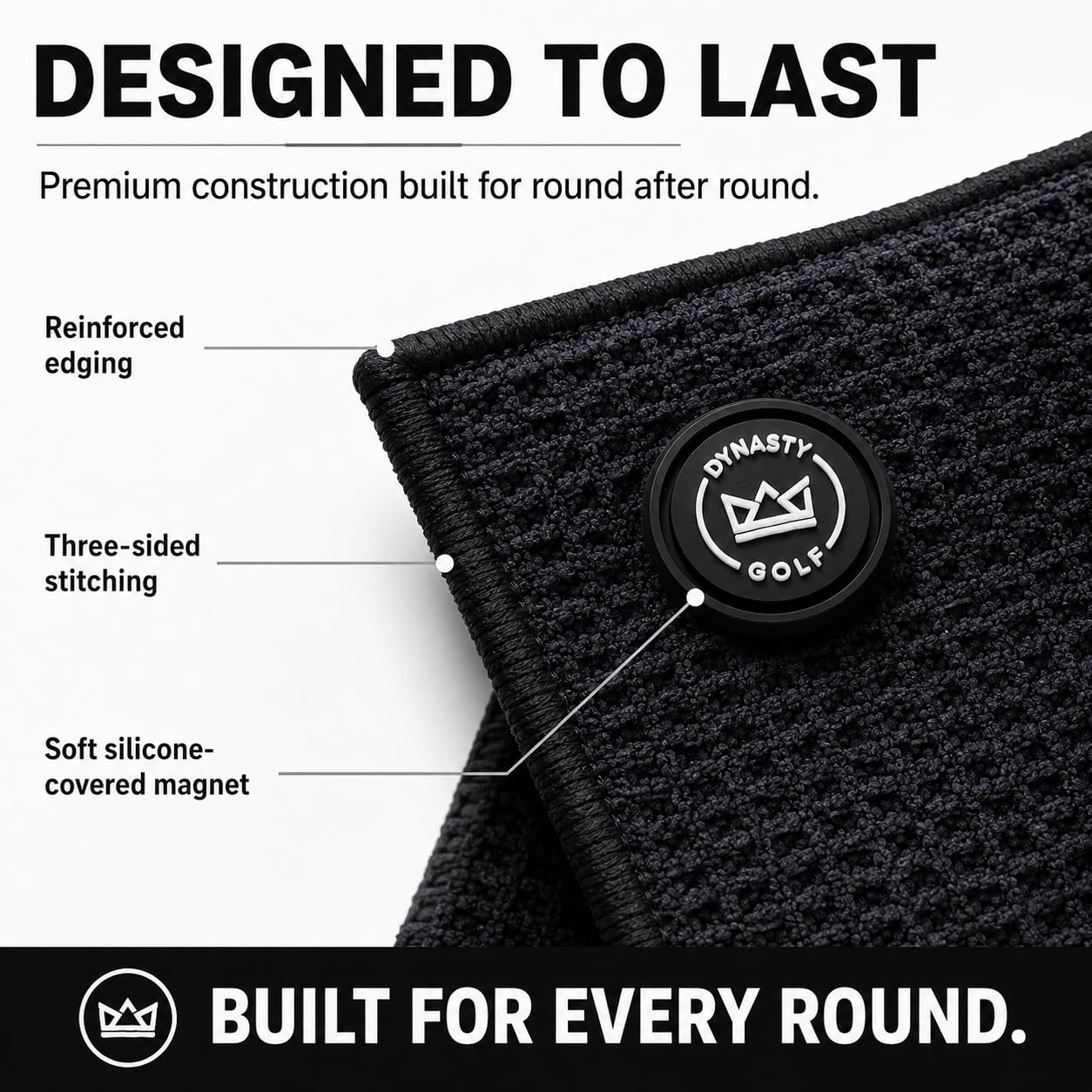 Dynasty Golf Magnetic Golf Towel, 17" x 12.5" Waffle Microfiber Golf Towel with Magnet for Ball and Club Cleaning, Quick Pickup During Play