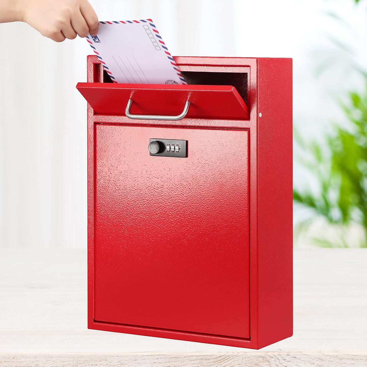 Secure Wall-Mount Mailbox with Lock | KYODOLED Large Steel Drop Box, Black, 16.2H x 11.22L x 4.72W