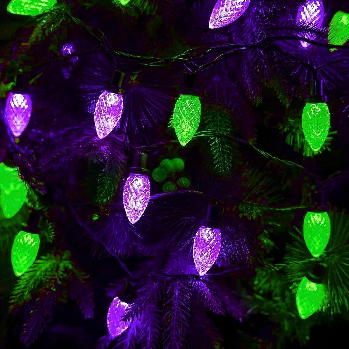 100 LED Orange & Purple C9 Halloween String Lights - Waterproof, 98FT, 13 Modes for Indoor/Outdoor Party Decor