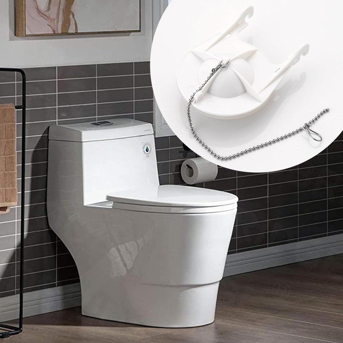 for American Standard 738920-0070A 3 Inch Toilet Flapper with Strong Seal,Iron Chain Included,Ideal for 3 Inch Toilet Flapper Replacement,White,1-Pack