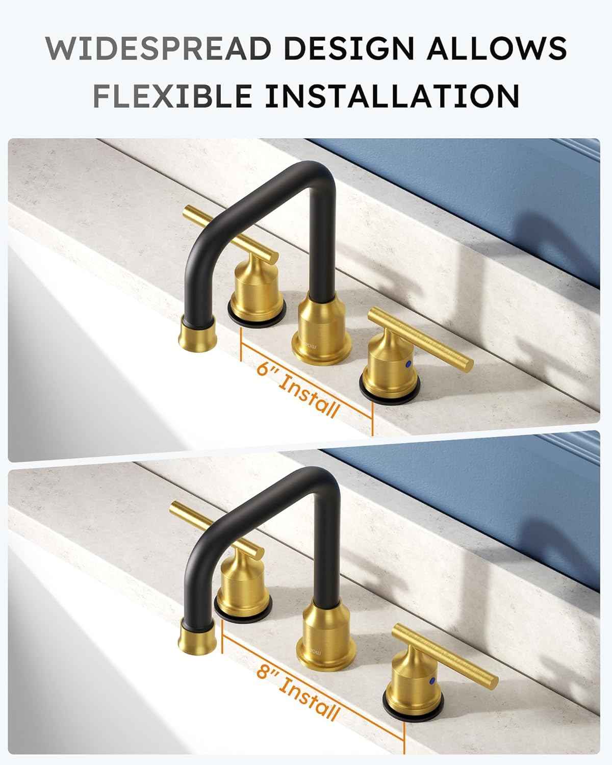 Brushed Nickel 8-Inch Widespread Bathroom Faucet with 360° Swivel Spout - Modern 2 Handle Lavatory Sink Fixture