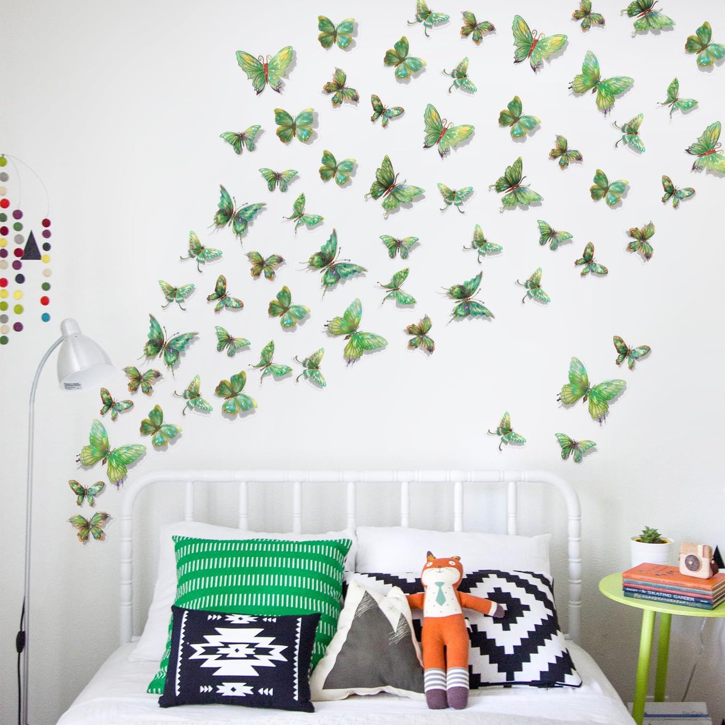 3D Butterfly Wall Decor - 50PCS Removable PVC Butterflies Wall Stickers- Multi-Size (2.8"-3.9")- DIY Removable Wall Art Decal for Kids Room, Nursery, Bedroom, Classroom, Party Decoration (Green)