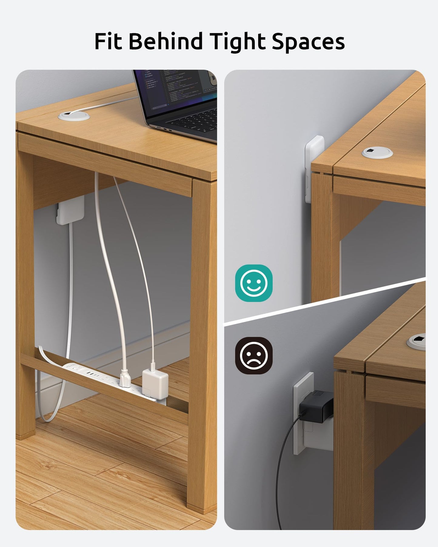 Outlet Cover Extension Cord Flat 6ft, NUTICT Flat Plug Power Strip with 5-Outlet & 4 USB Ports, 1440 Joules Surge Protector, 3 Prong Indoor Extension Cord Flat Wall Plug for Home Office Desk, White