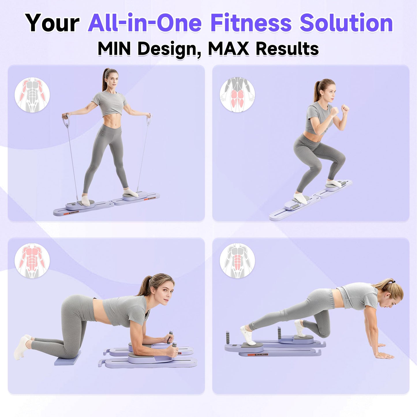 COSIEST Upgraded Split-Design Pilates Board, Foldable 2-in-1 Reformer for Solo & Partner Workouts, Full Body Home Gym Equipment for Core, Abs, Glutes, Strength Training with Resistance Bands & Roller