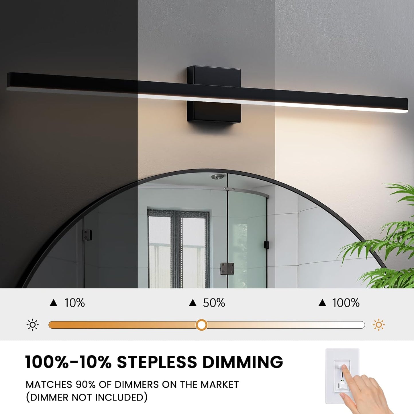 24-Inch Dimmable Gold Bathroom Vanity Light - Modern LED Bar Fixture for Over Mirror