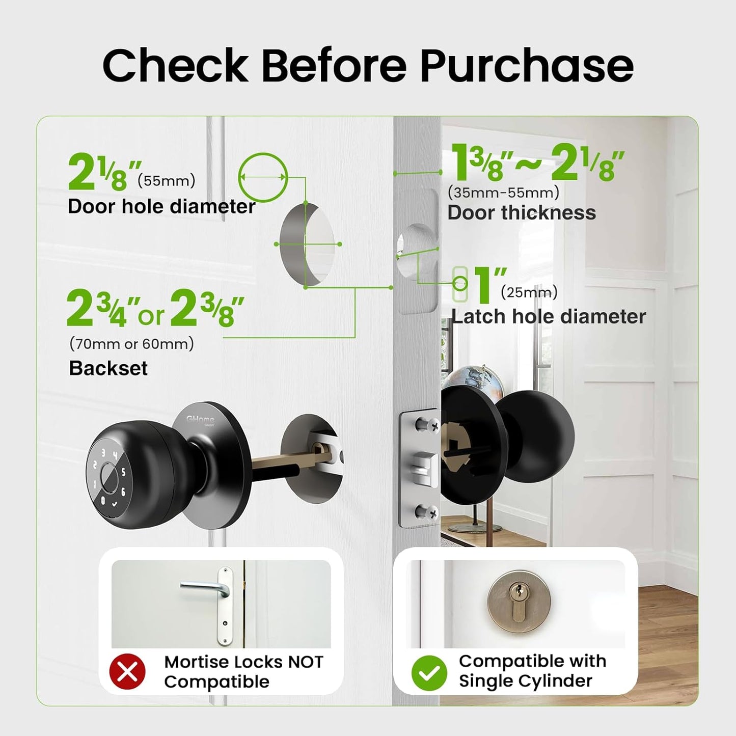 Smart Fingerprint Door Lock with App Control - 3-in-1 Biometric Knob for Home & Office