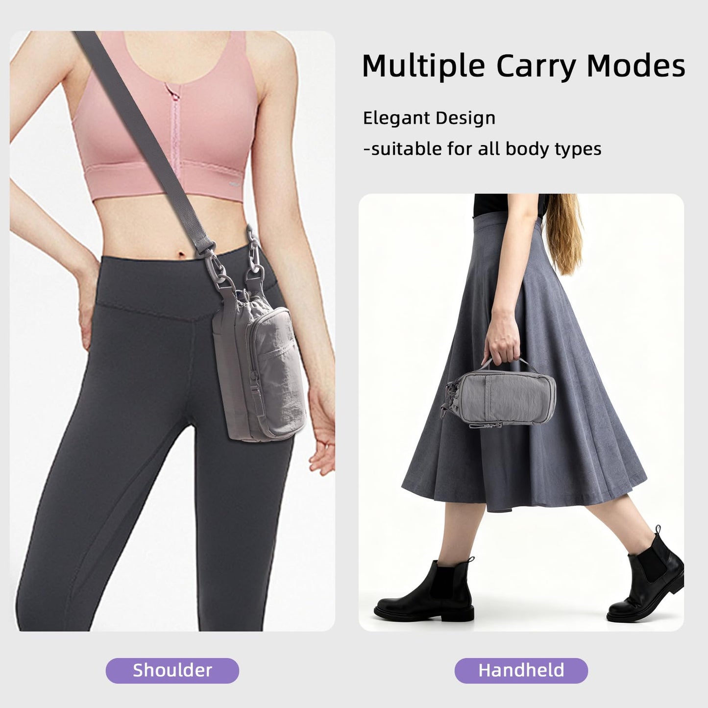 Zkptops Water Bottle Holder with Strap Water Bottle Bag with Handle Large Phone Pocket 32Oz Cross Body Bag Carrier Sling Bags Sports Accessories for Men Women Walking Hiking Travelling Camping