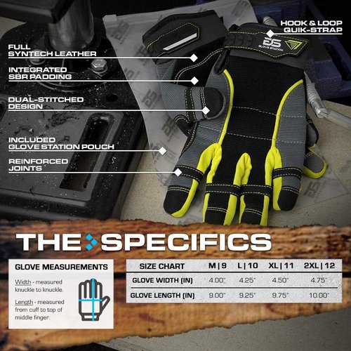 Glove Station Tactile Series Fingerless Work Gloves - Enhanced Grip & Durable Synthetic Leather