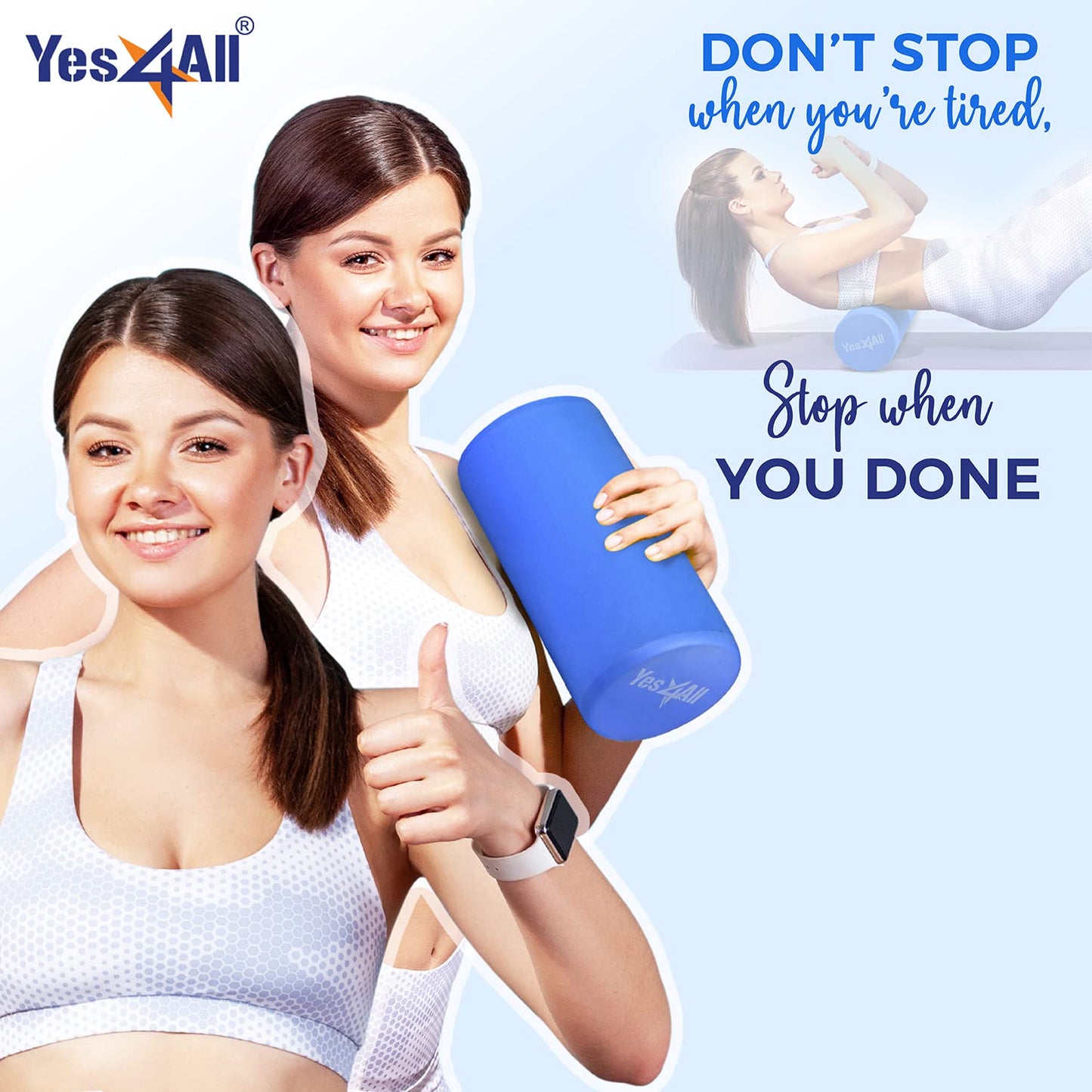 Yes4All 12 Inch EVA Foam Roller/Back Roller – High Density Foam Rollers, Foam Roller for Physical Red & Exercise (Blue)