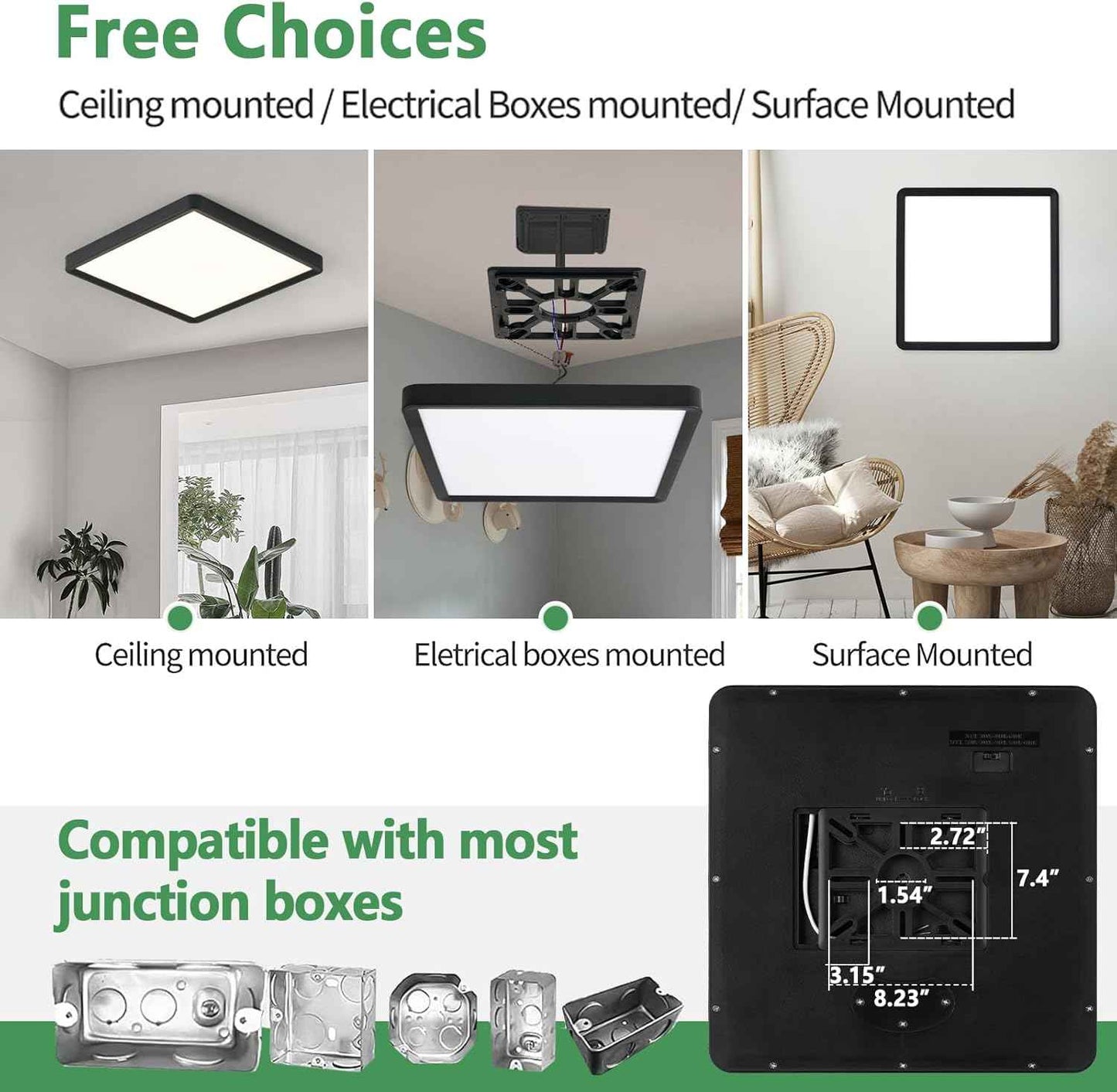 50W 20-Inch LED Flush Mount Ceiling Light - 5000LM, CCT Selectable, Low Profile for Hallway, Kitchen, Bedroom