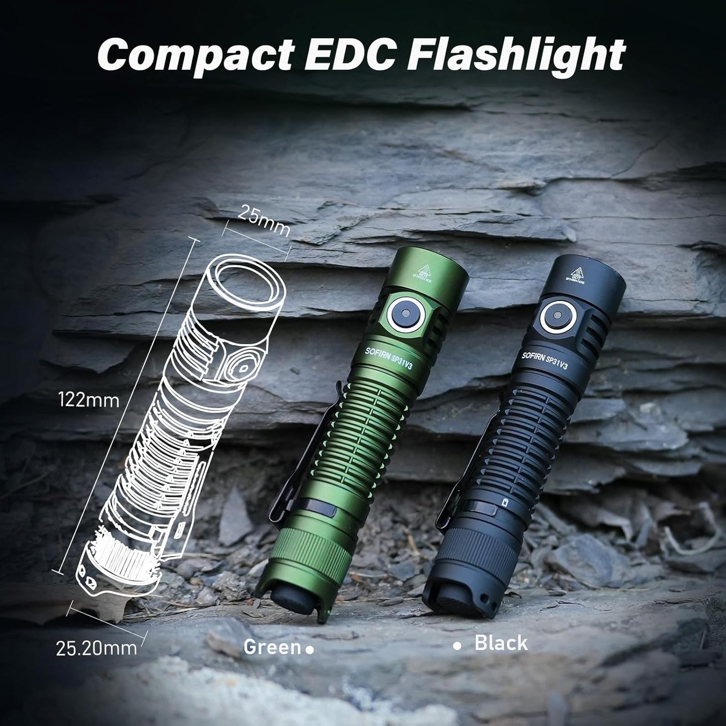 2000 Lumen Rechargeable Tactical Flashlight - Sofirn SP31 V3.0, IP68 Waterproof, EDC & Emergency Ready
