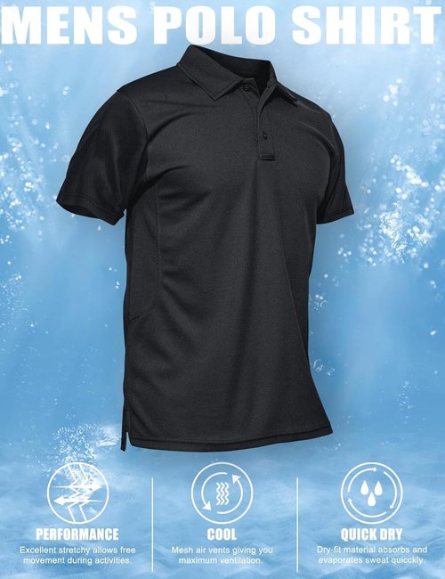 MAGCOMSEN Men's Polo Shirt - Quick Dry Tactical Golf Shirt for Performance | Short Sleeve Pique Jersey