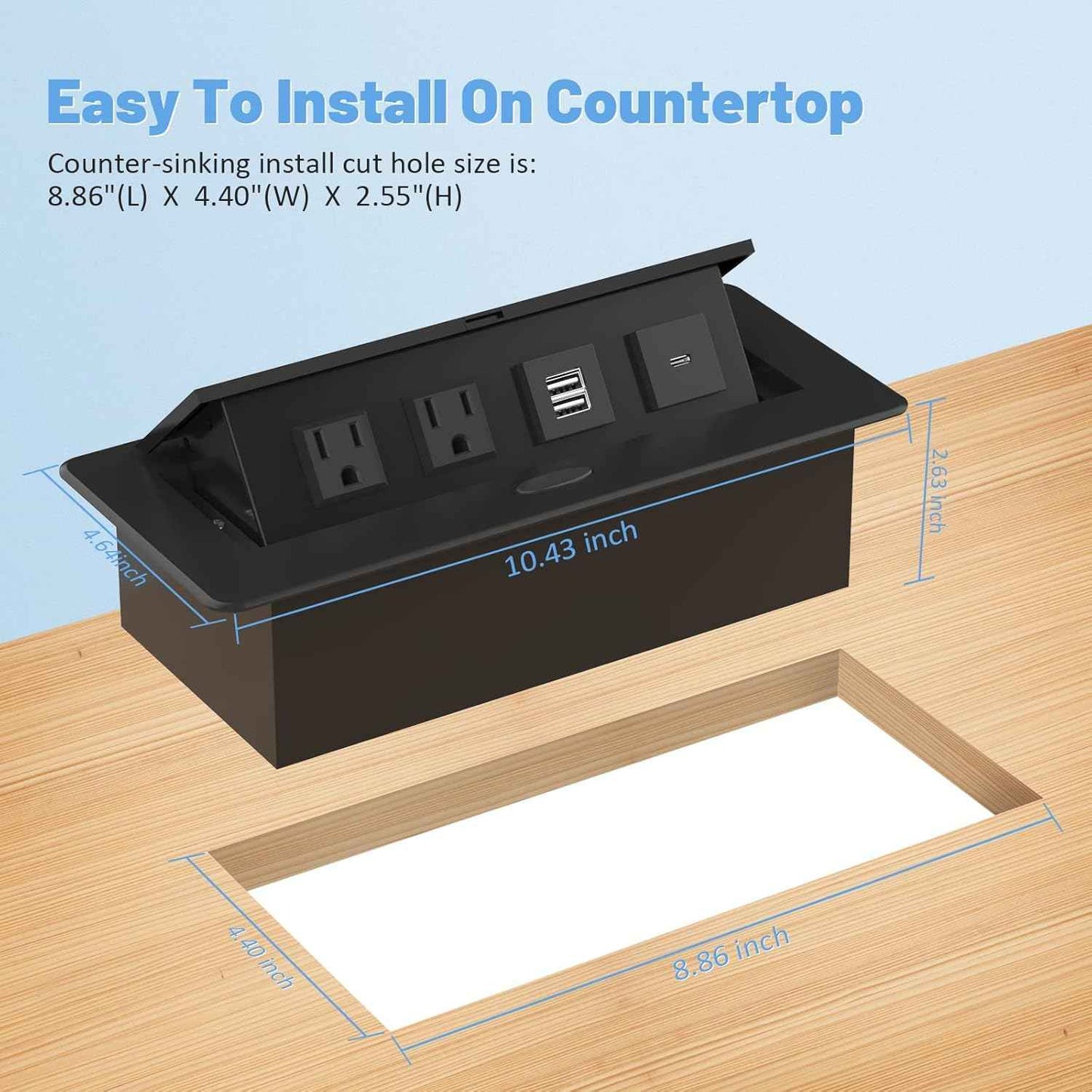 Power Hub Conference Table Connectivity Box - HDMI, USB-C, USB-A & AC Outlets