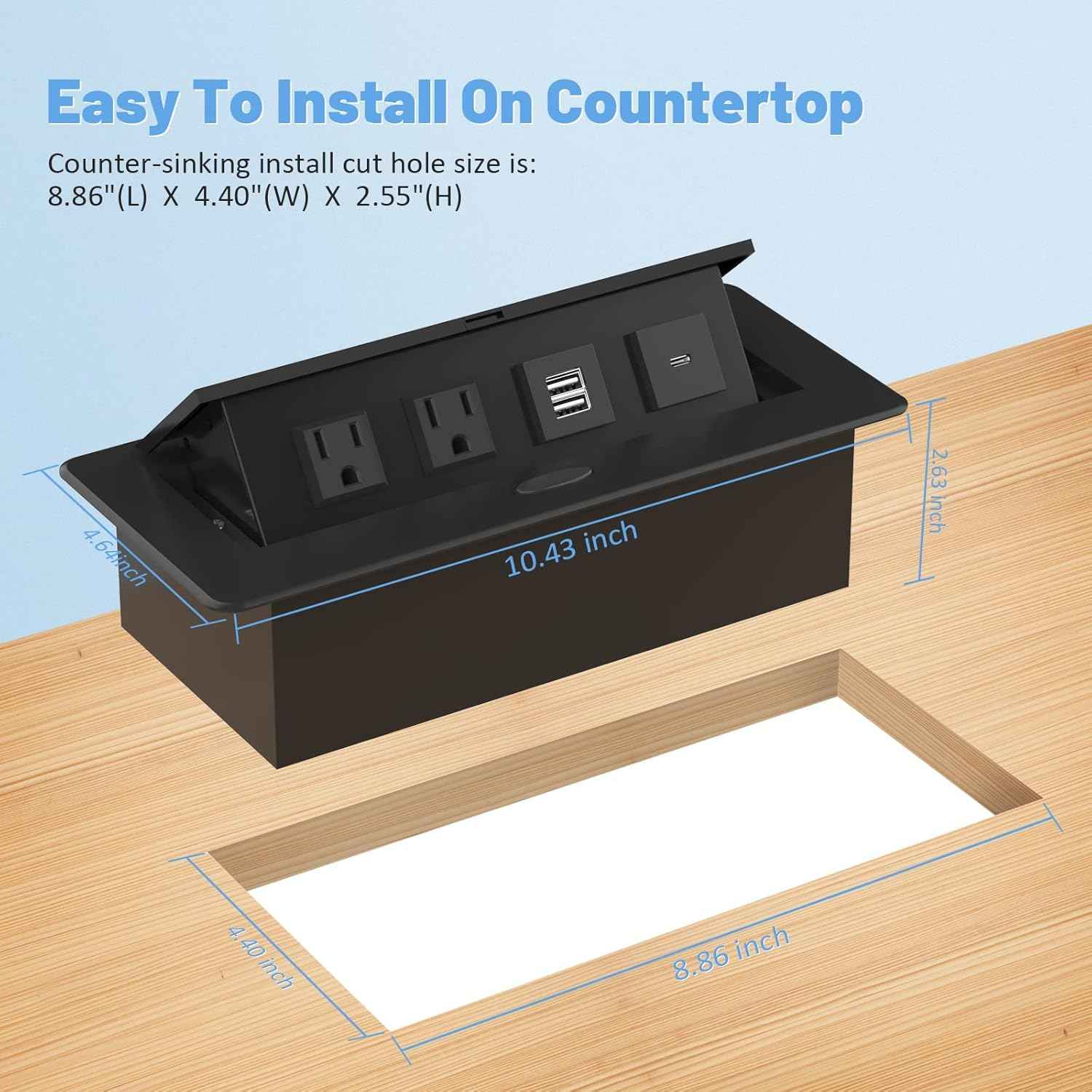 Power Hub Conference Table Connectivity Box - HDMI, USB-C, USB-A & AC Outlets