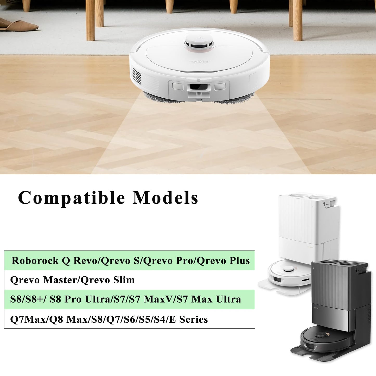 Soniicmomo Side Brushes Replacement Compatible with Roborock Q Revo/Qrevo S/Qrevo Pro/Qrevo Master/S8/S8+/ S8 Pro Ultra/Q5/Q7/Q7Max/Q8 Max/S7/S7 Max Ultra/S7 MaxV/S6/S5/S4/E2/E3/E4/E5 Robot Vacuum