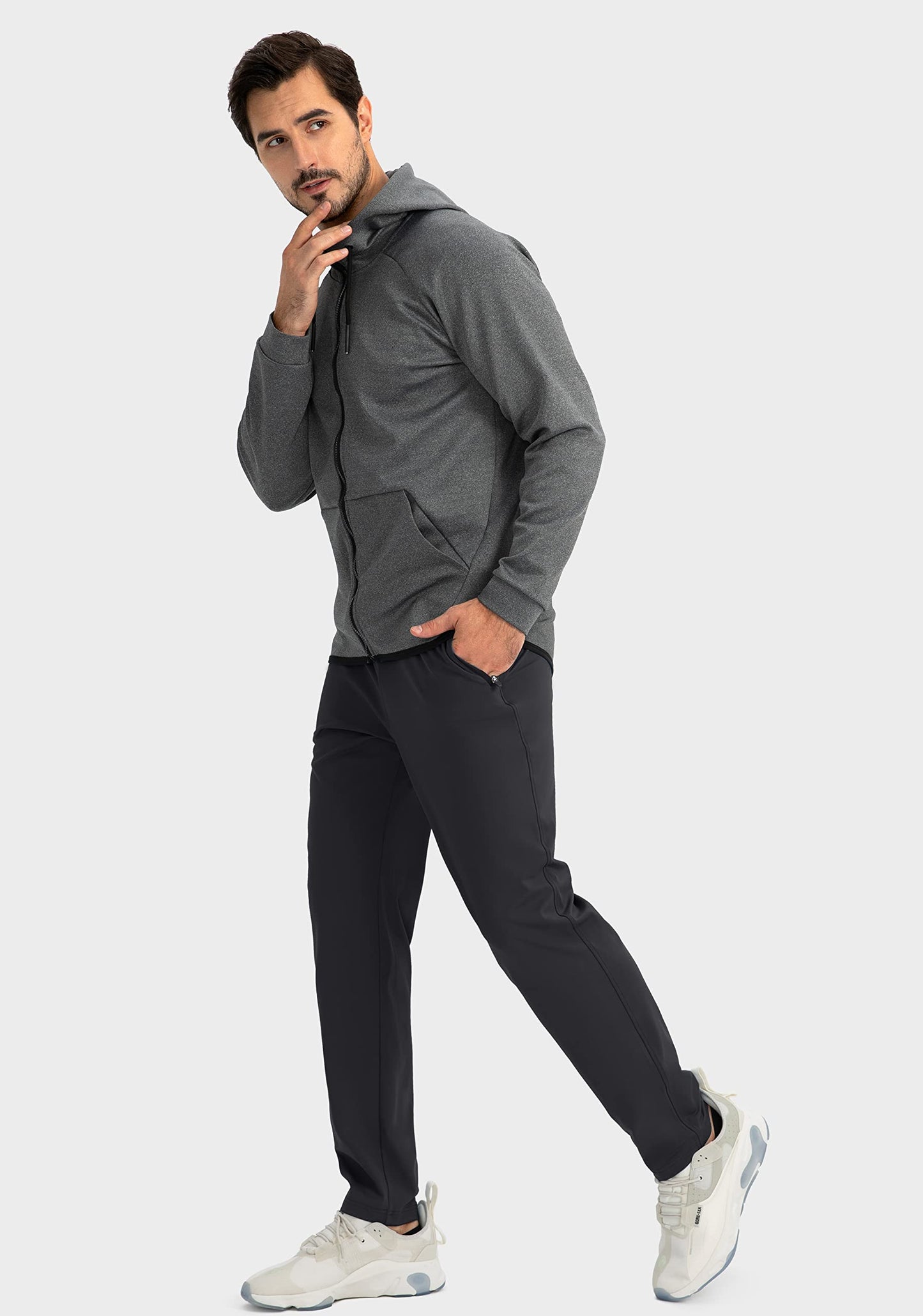 G Gradual Men's Sweatpants with Zipper Pockets Tapered Joggers for Men Athletic Pants for Workout, Jogging, Running (Black, X-Large)