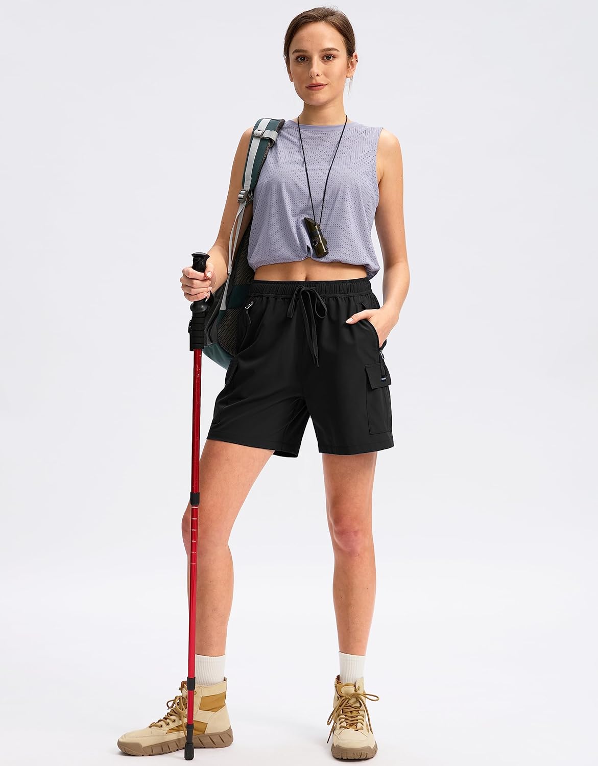 SANTINY Women's Hiking Cargo Shorts - Quick Dry Lightweight Design with Zipper Pockets | 5''/7''/9'' Sizes