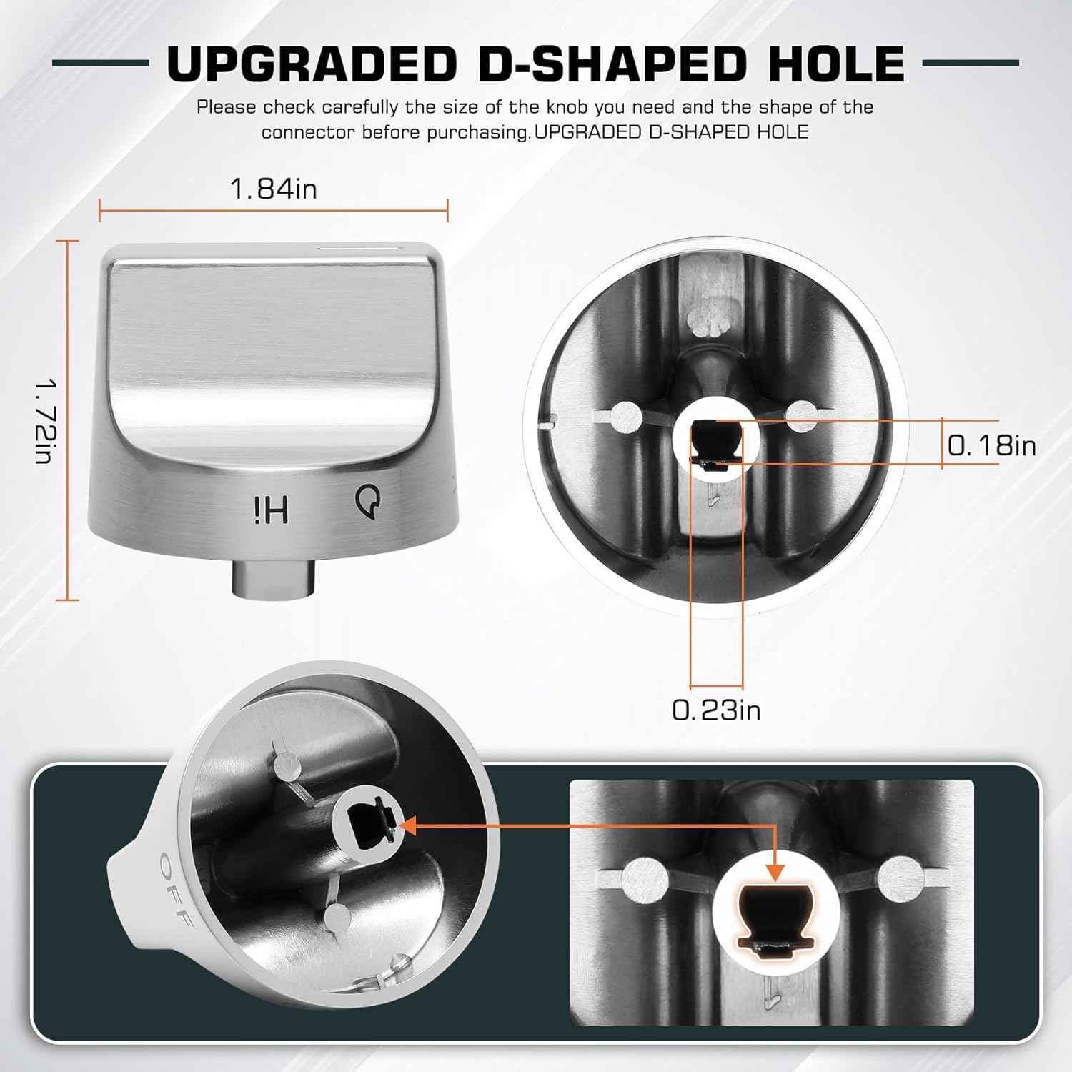 Whirlpool Stove Knob Replacement - Stainless Steel W11159630 Gas Range Knobs (5 Pcs)