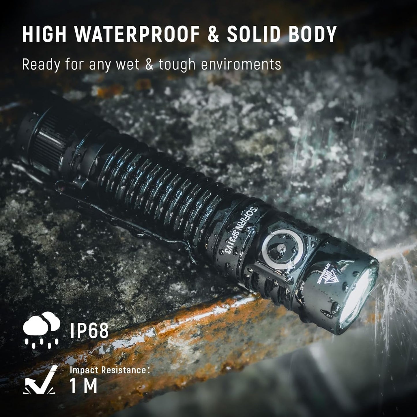 2000 Lumen Rechargeable Tactical Flashlight - Sofirn SP31 V3.0, IP68 Waterproof, EDC & Emergency Ready