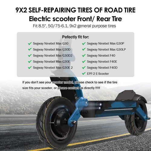 AVOKIN 9x2 Rubber Self-sealing Tubeless Tire, 9 Inch Electric Scooter Tires with Live Glue Repairable for Electric/Mobility/Kick Scooter