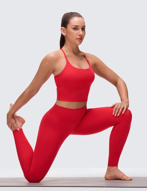 CRZ YOGA Butterluxe Crop Tank Top for Women - Padded, Adjustable Straps | Longline Yoga Bra